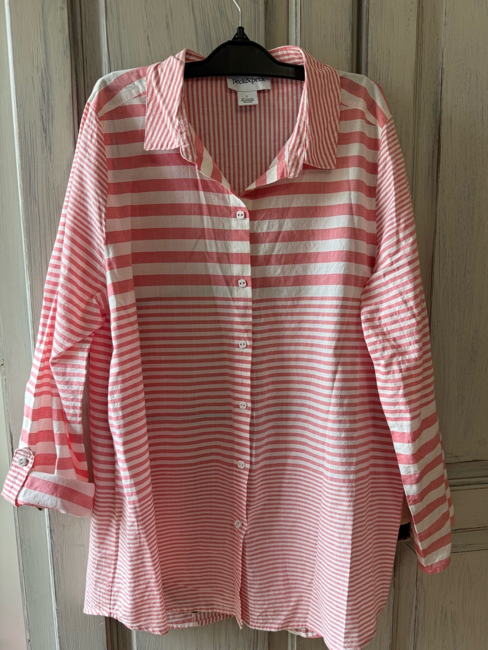 Peck & Peck Pink and White Striped Shirt